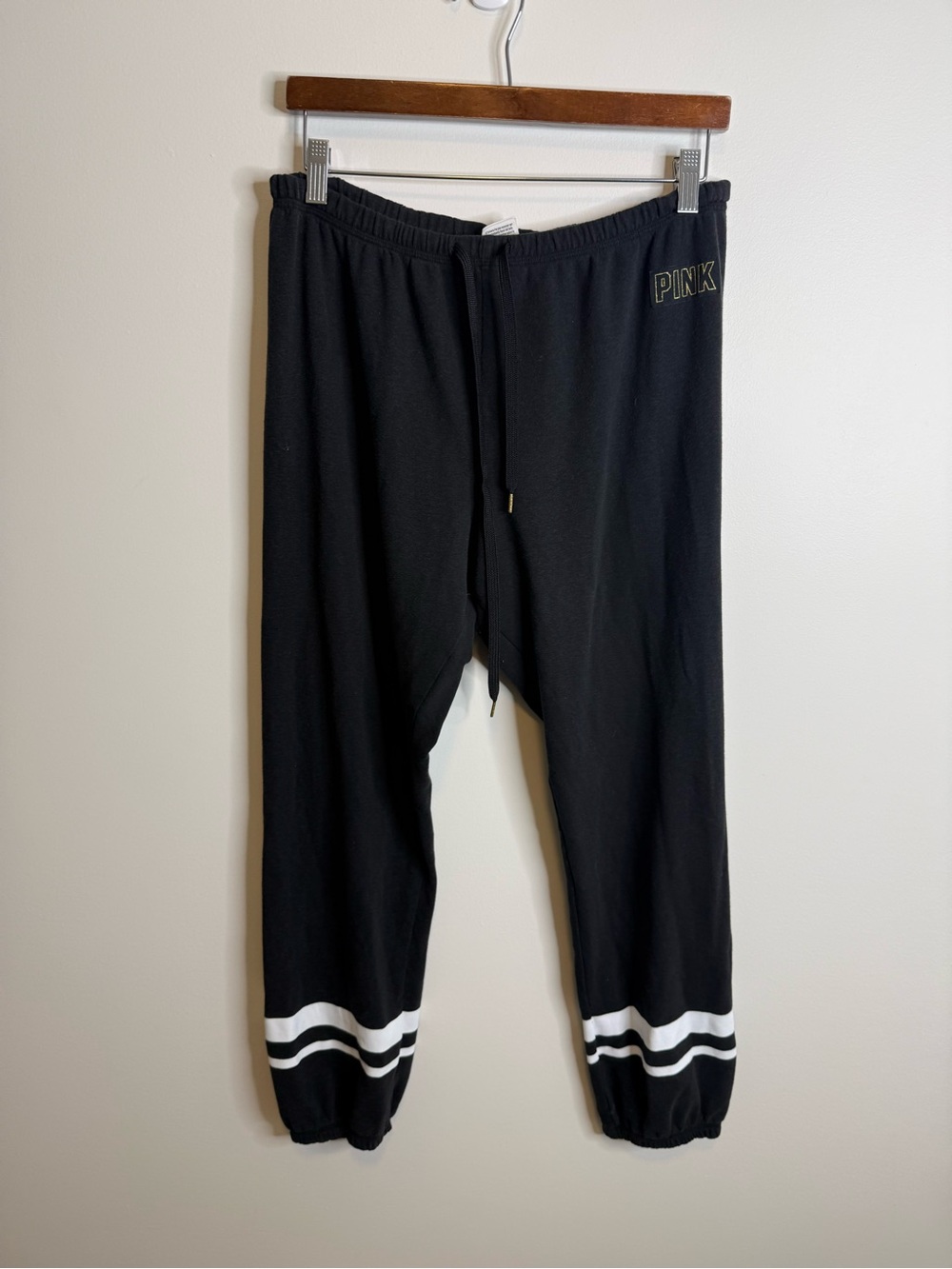 PINK Victoria's Secret Black Sweatpants with White Logo Tag
